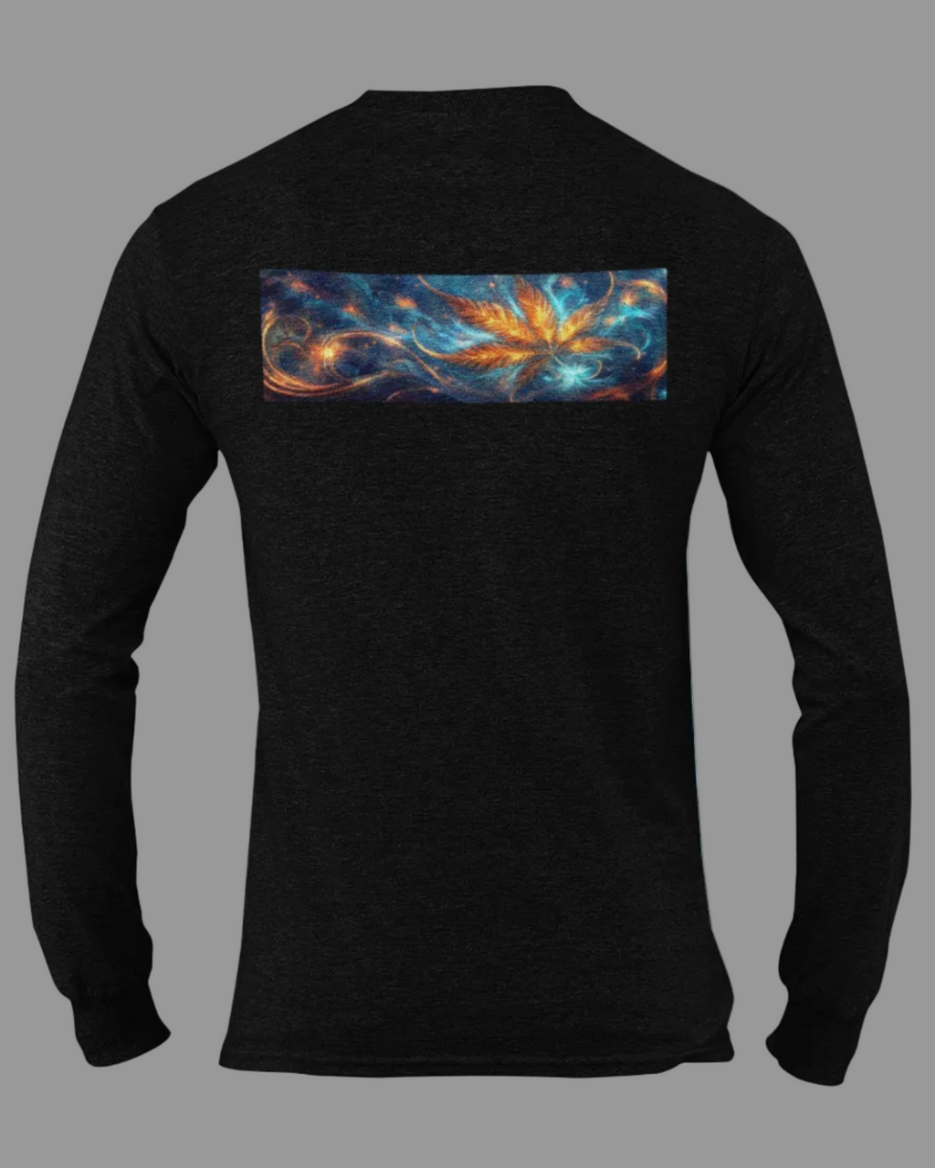 Got Hemp - Gold Marijuana Leaf in Blue Swirl Sky Long Sleeve